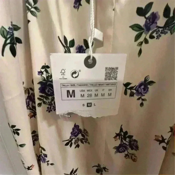 Zara Women's M Satin Floral Maxi Dress Crochet Top Party Cocktail - Picture 8 of 14